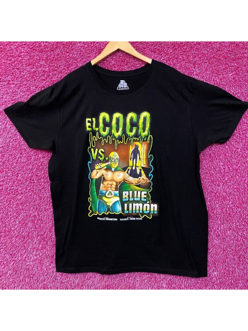 Jarritos Soda El Coco vs Blue Limon Luchador Fight T-Shirt 2XL